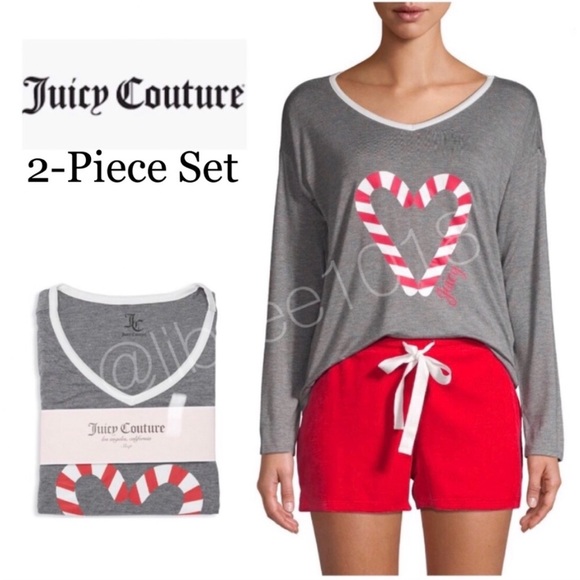 NWT 2-Piece Set Juicy Couture Christmas Pajamas Gray Red 🩵Price is Firm🩵 - Picture 12 of 12